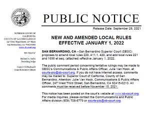 Public Notice - New And Amended Local Rules Effective January 1, 2022 ...